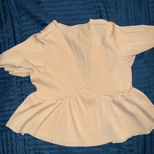 SHEIN Cream Pleated Blouse
